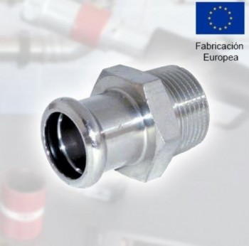 UNION MACHO 15 x 3/8" ACC. PRENSAR ACERO INOXIDABLE 316